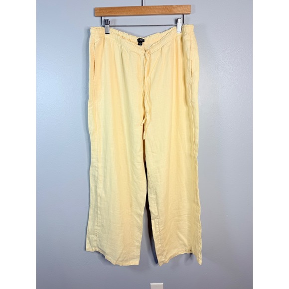 J.Crew‎ New Soleil pant in linen Yellow Large NWOT - Picture 3 of 8